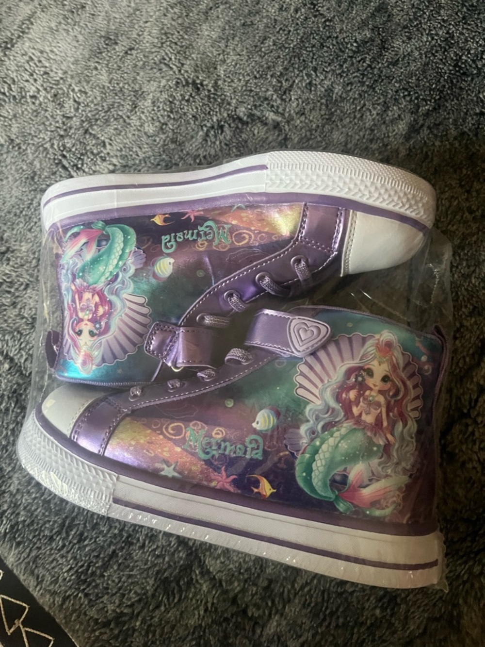 Kids Purple Mermaid High-Top Sneakers